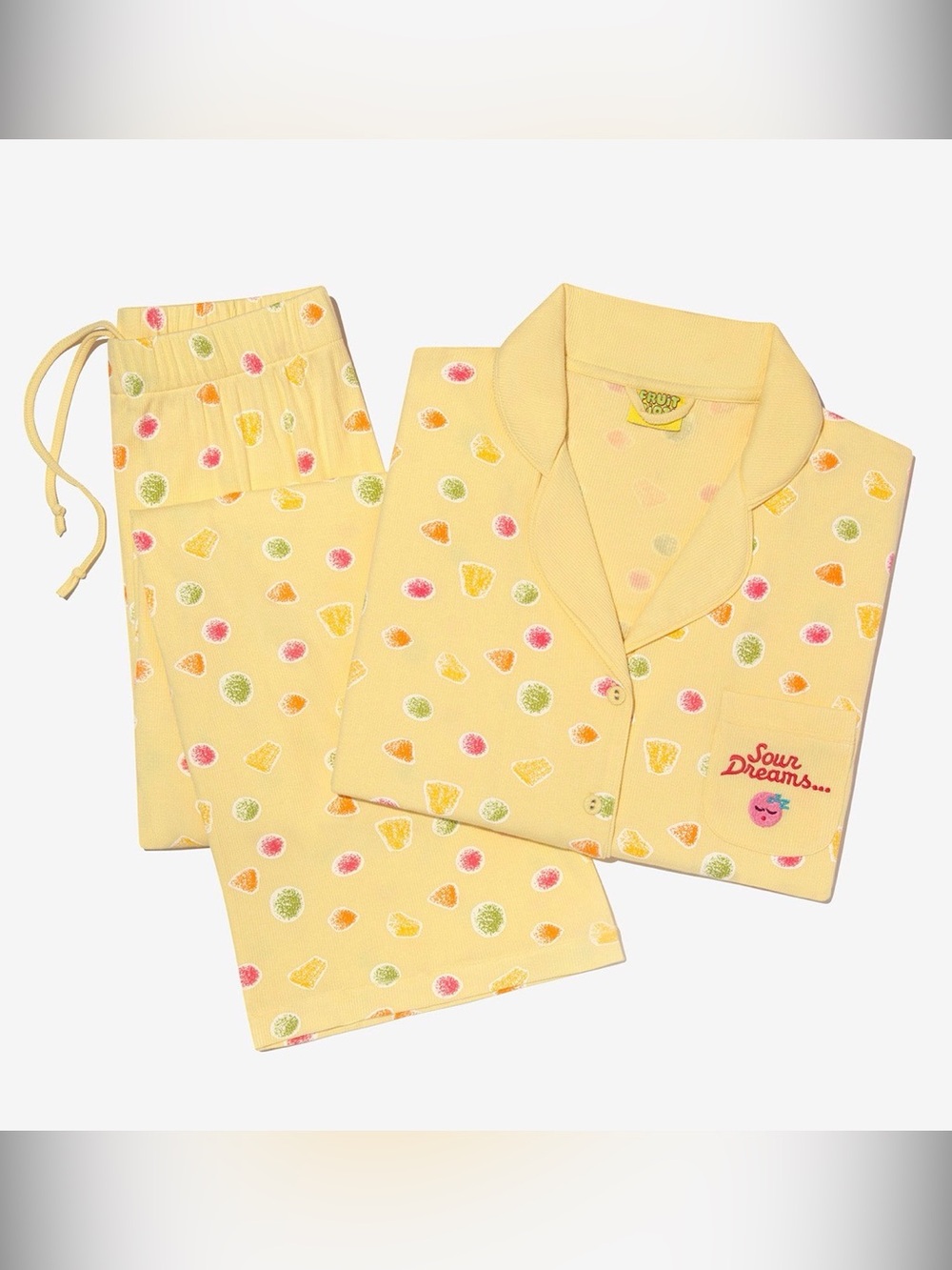 Yellow Fruit Riot Pajama Set - Citrus Treat Print